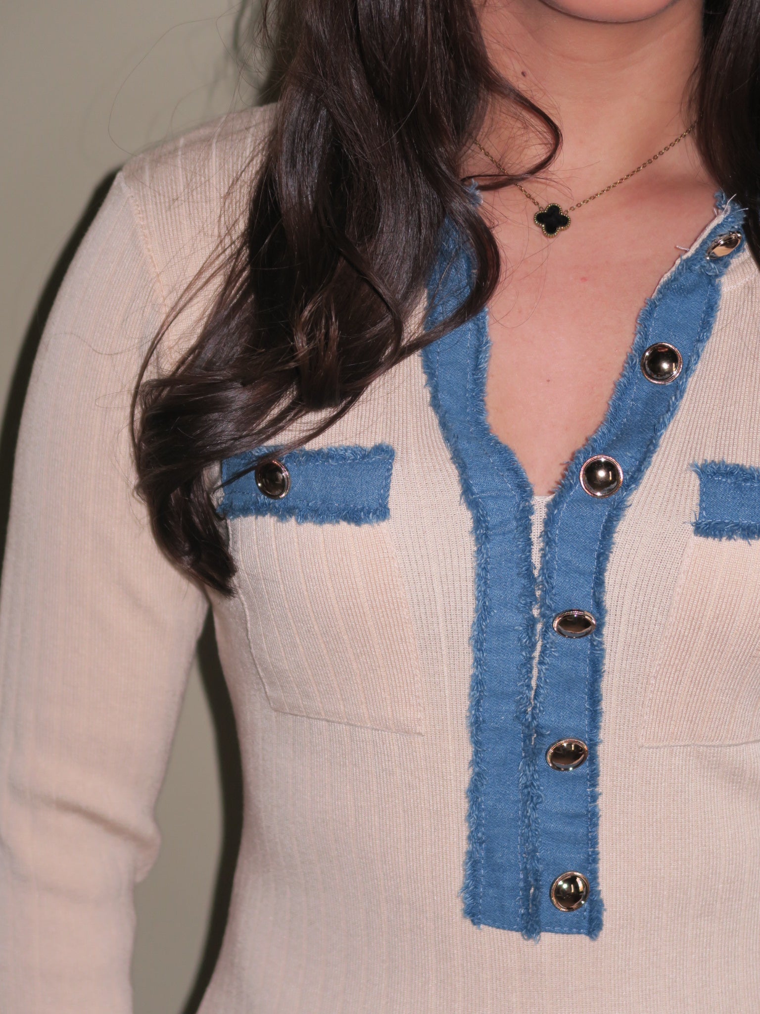 dress with a denim collar