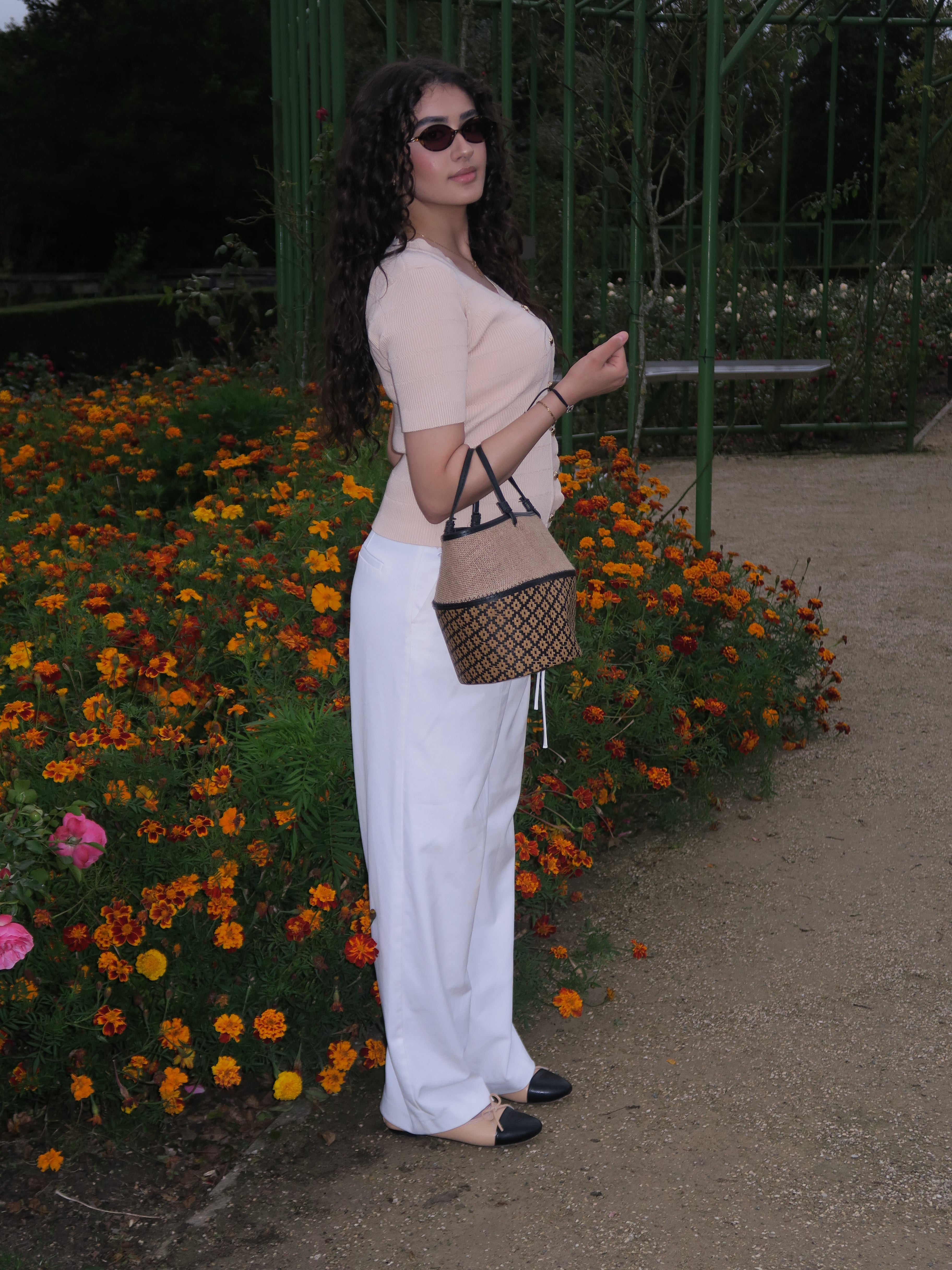 Beige Knit Button Top