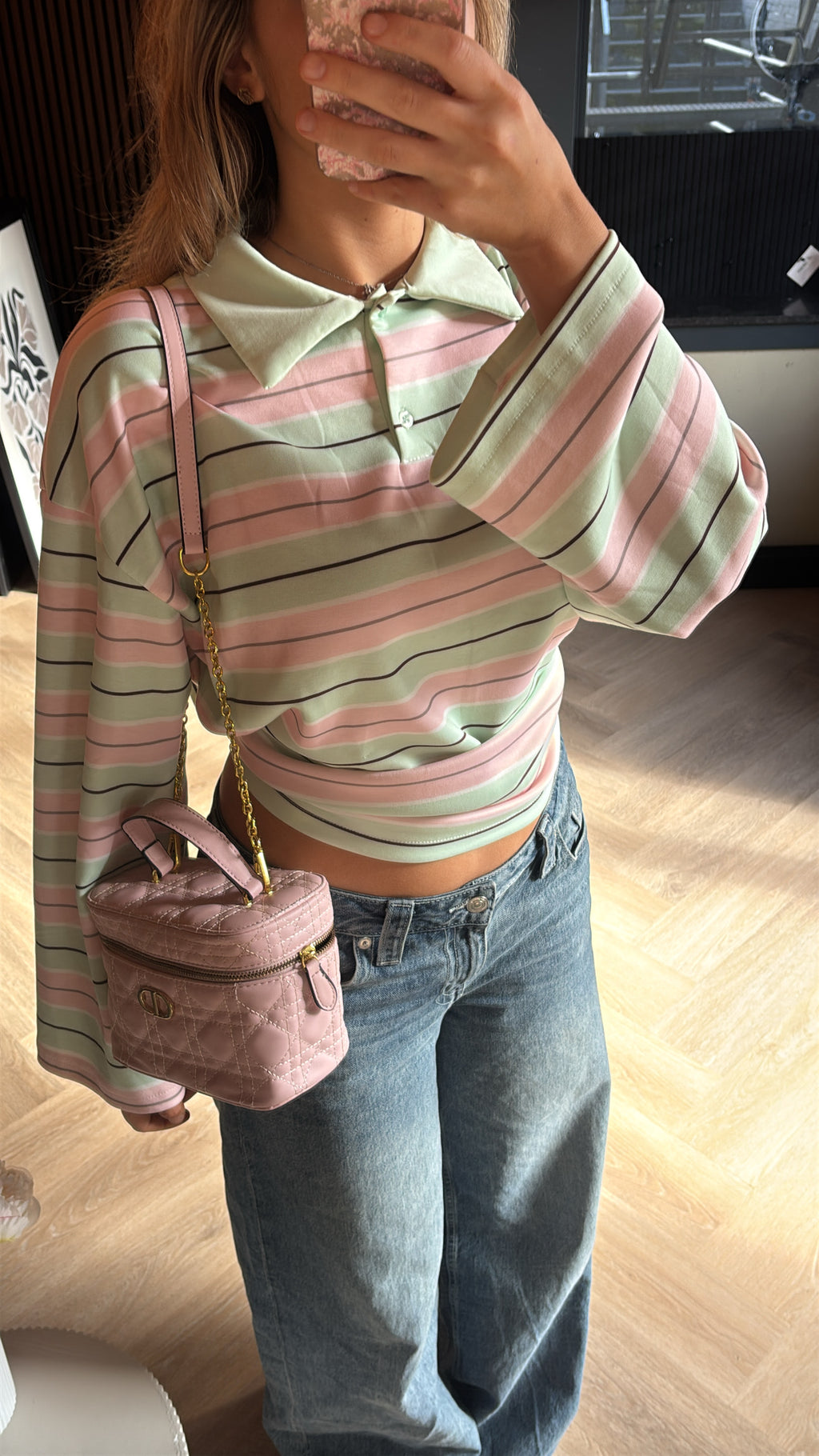 Oversized Striped Polo Shirt