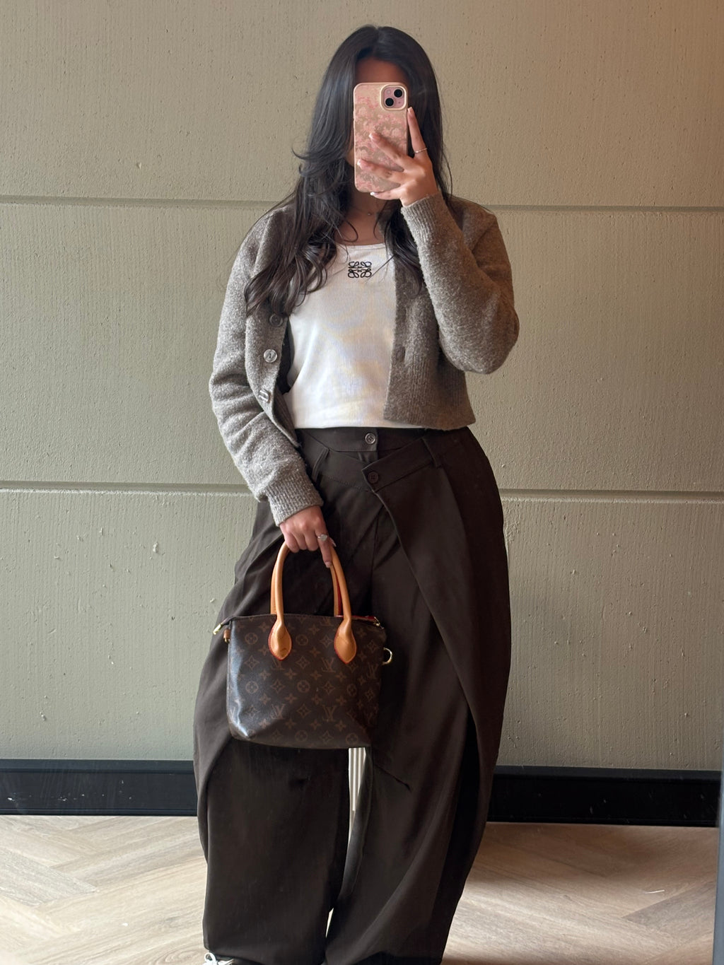 Double Button Draped Wide Leg Pantalon