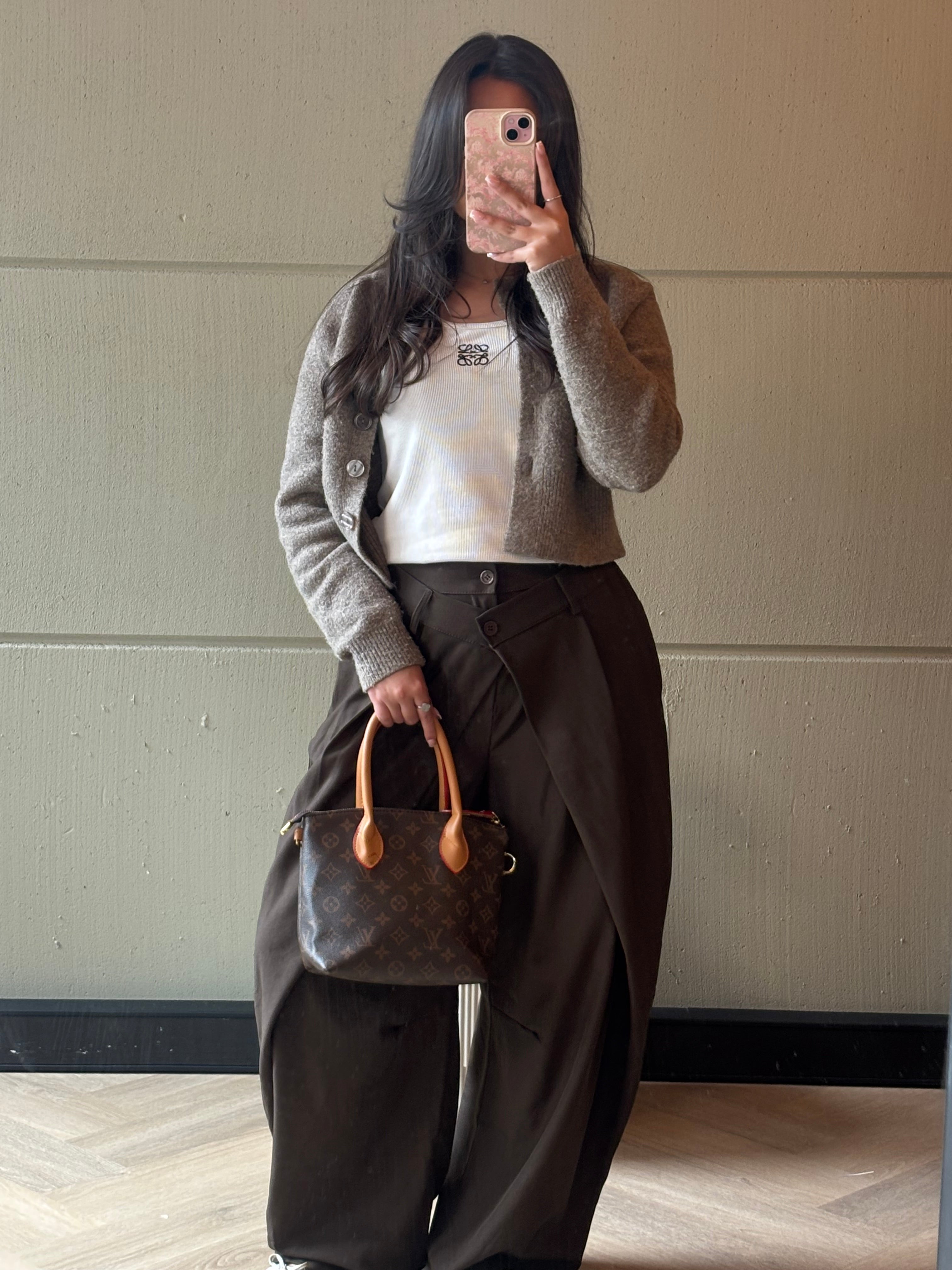 Double Button Draped Wide Leg Pantalon
