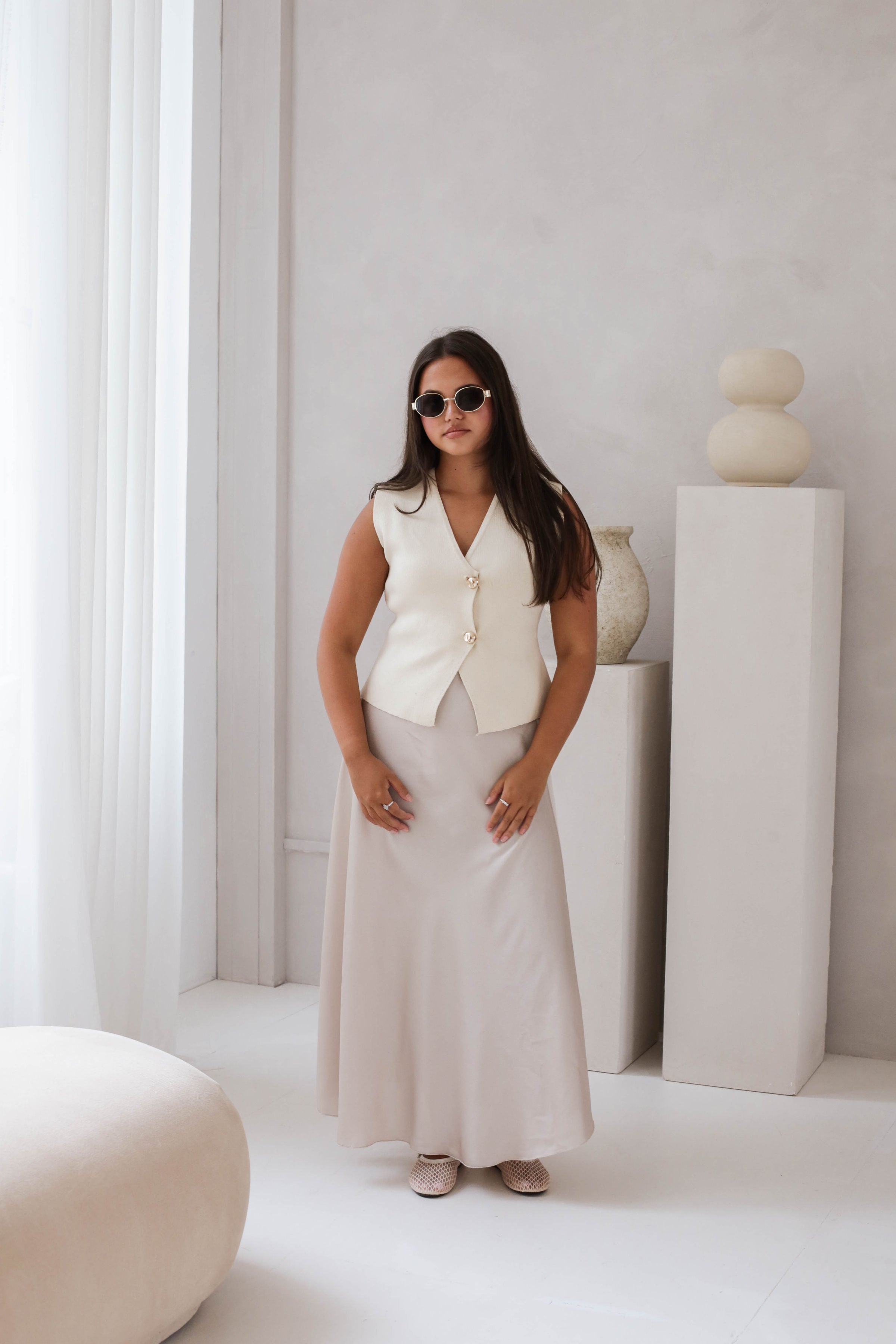 Sleeveless Buttoned Vest Top