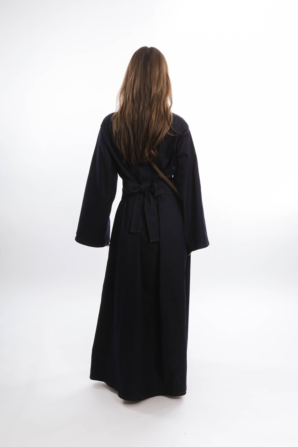 Denim Belted Maxi Dress