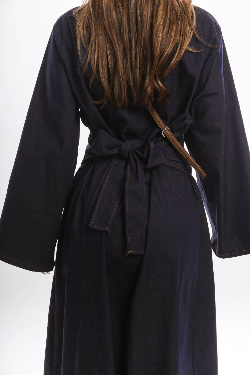 Denim Belted Maxi Dress