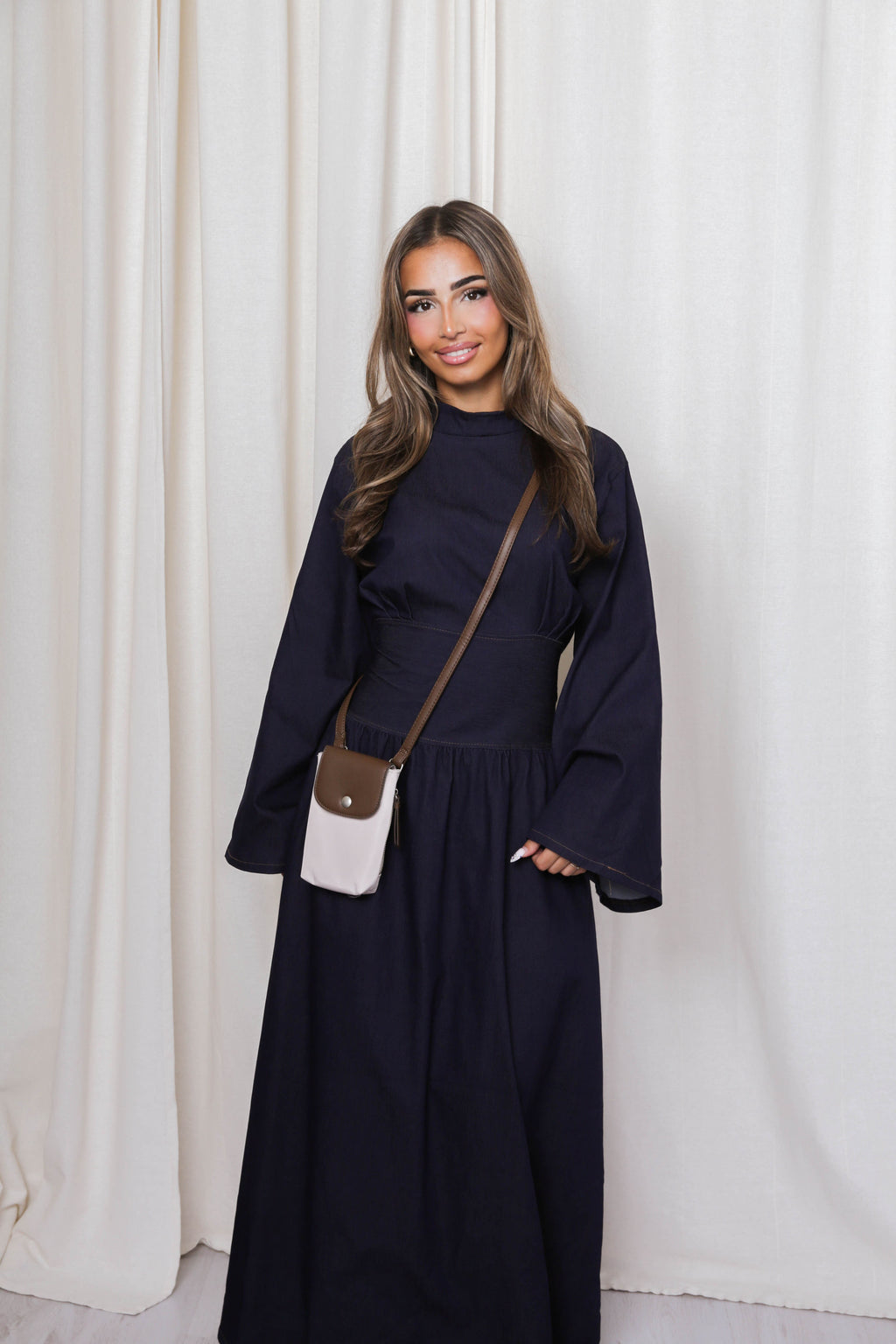 Denim Belted Maxi Dress