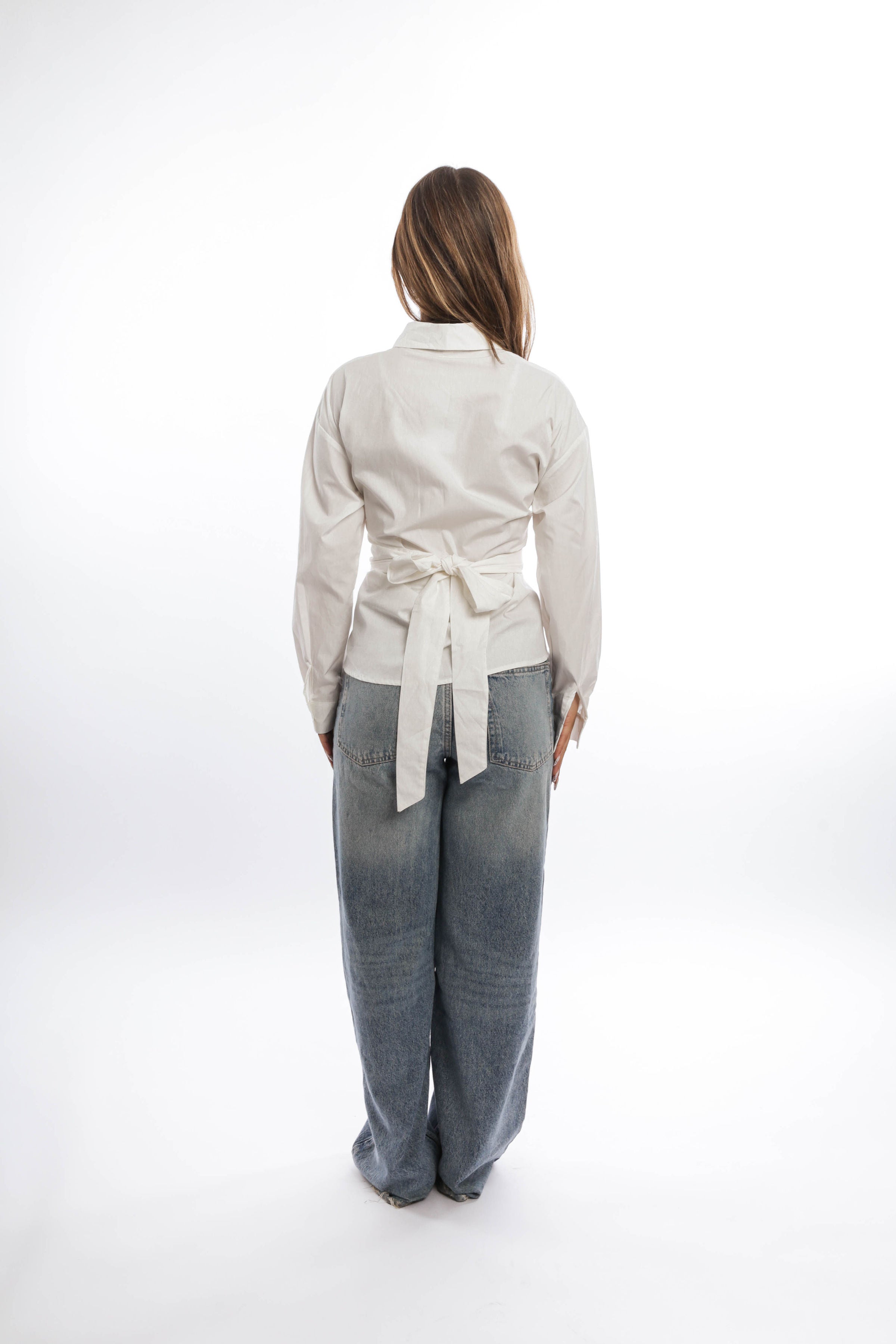 Cotton Belted Wrap Blouse