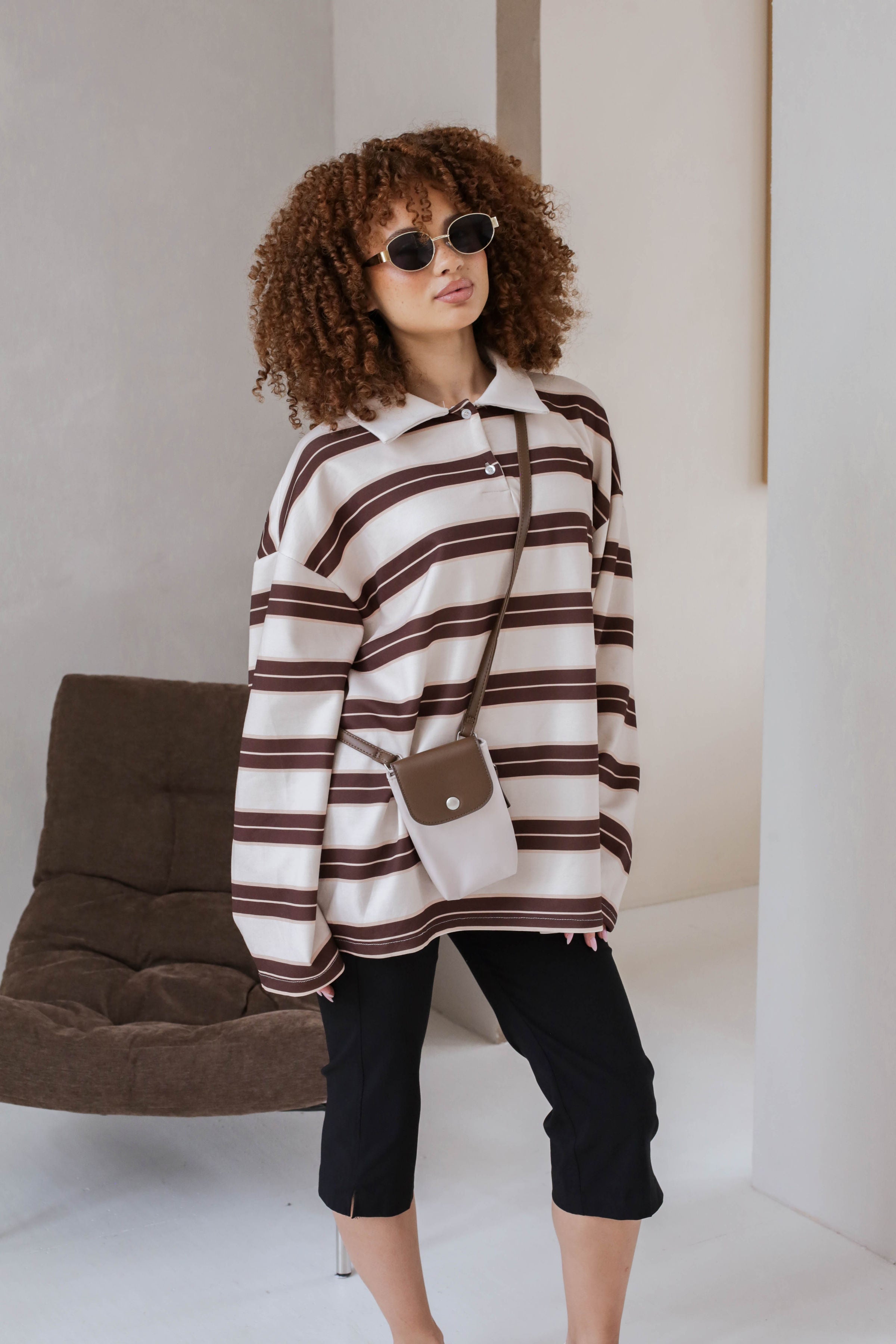 Oversized Striped Polo Long Sleeve