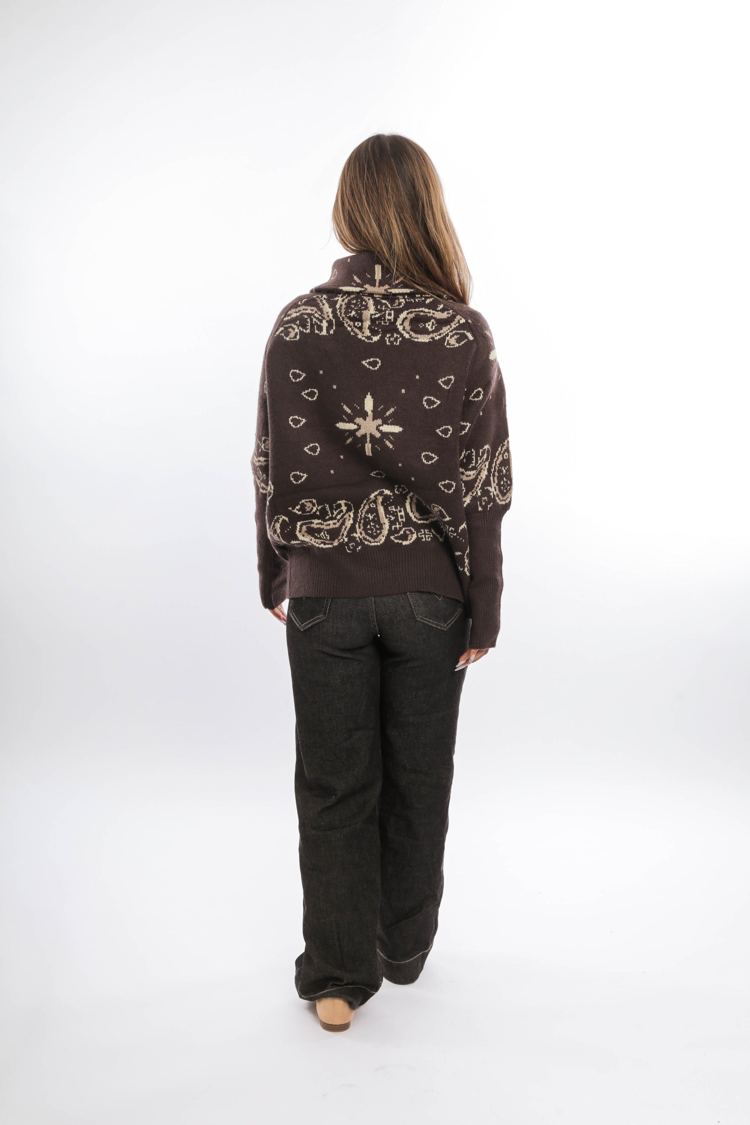 Bandana Print Knit Cardigan