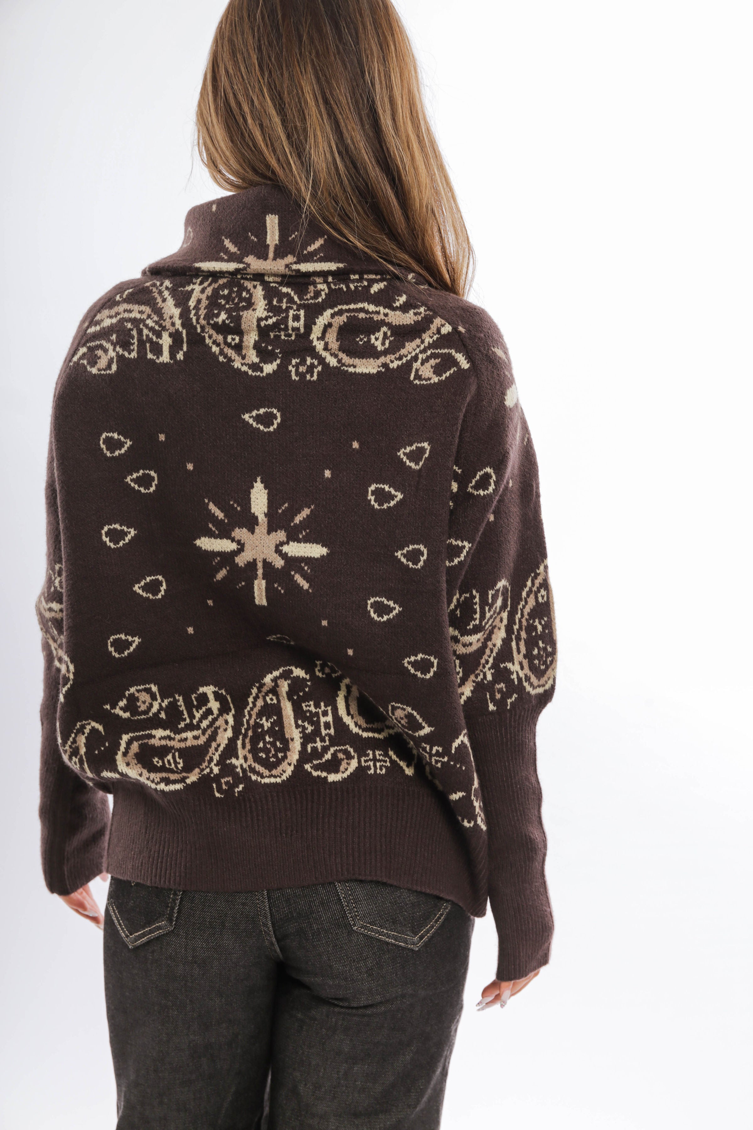 Bandana Print Knit Cardigan