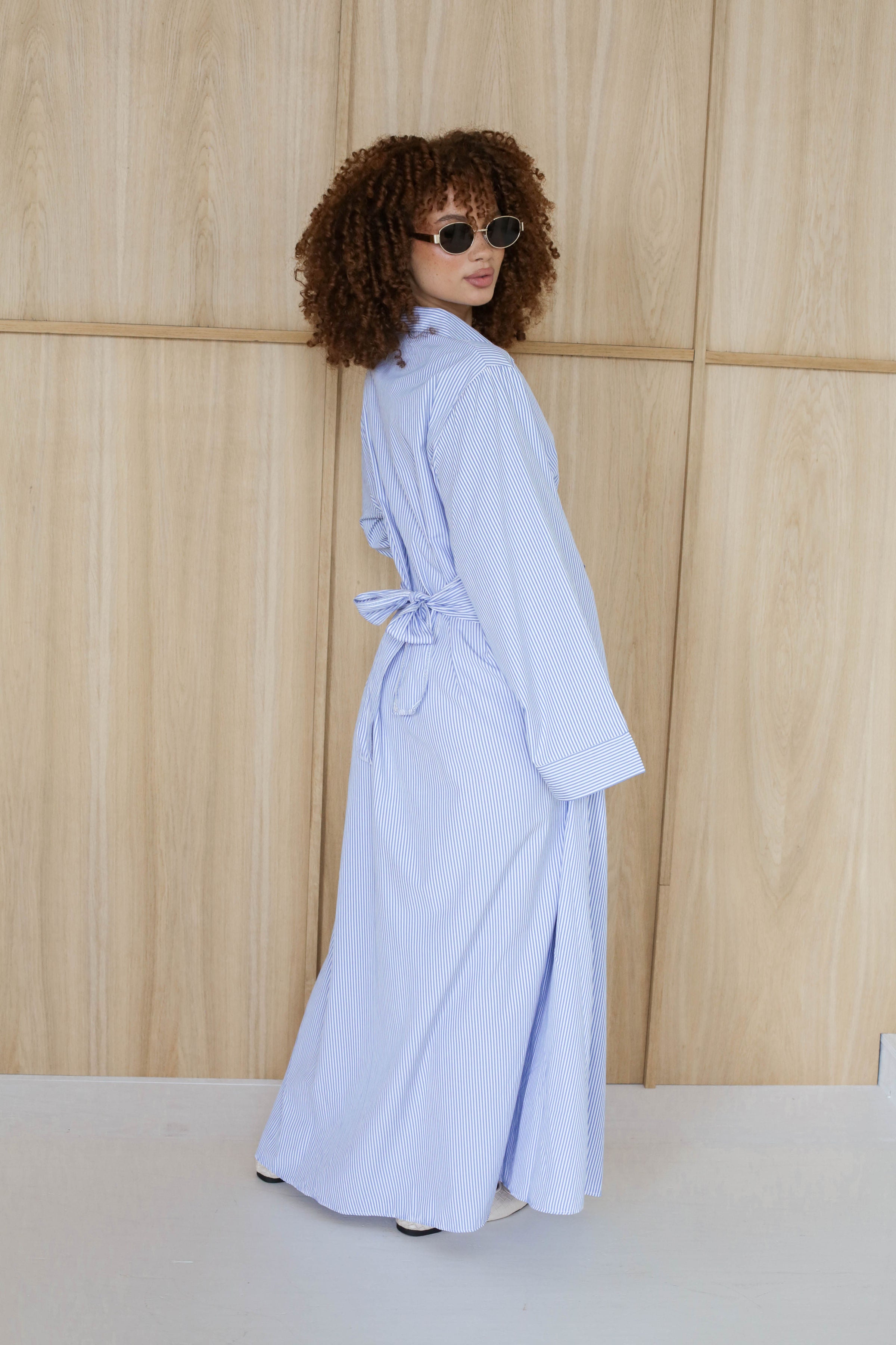 Striped Belted Maxi Dress