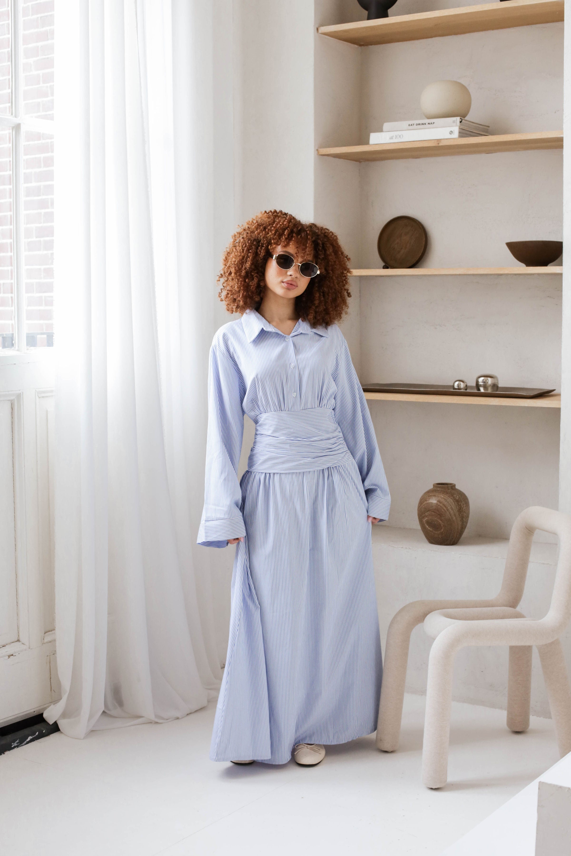 Striped Belted Maxi Dress