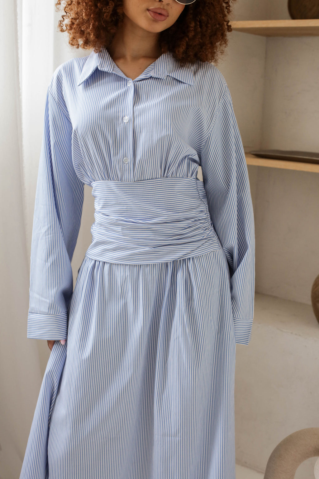 Striped Belted Maxi Dress