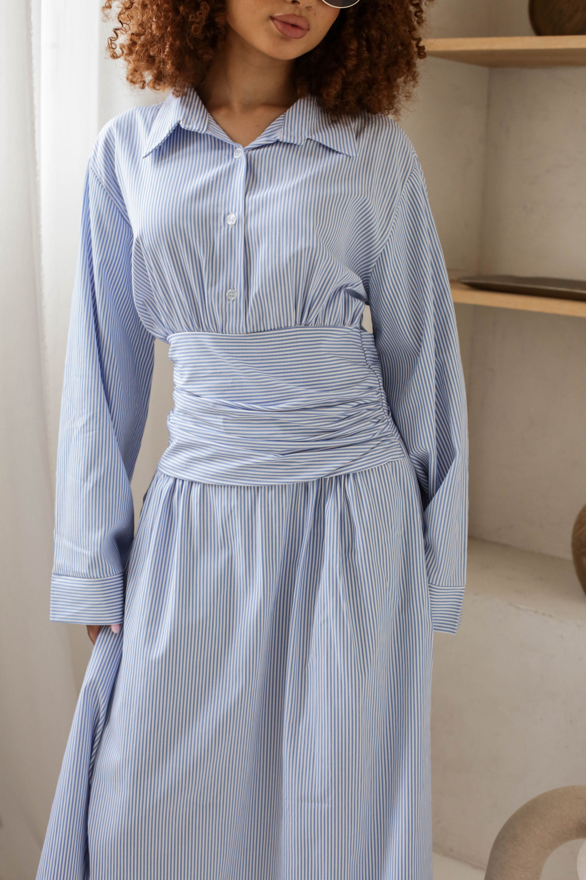 Striped Belted Maxi Dress