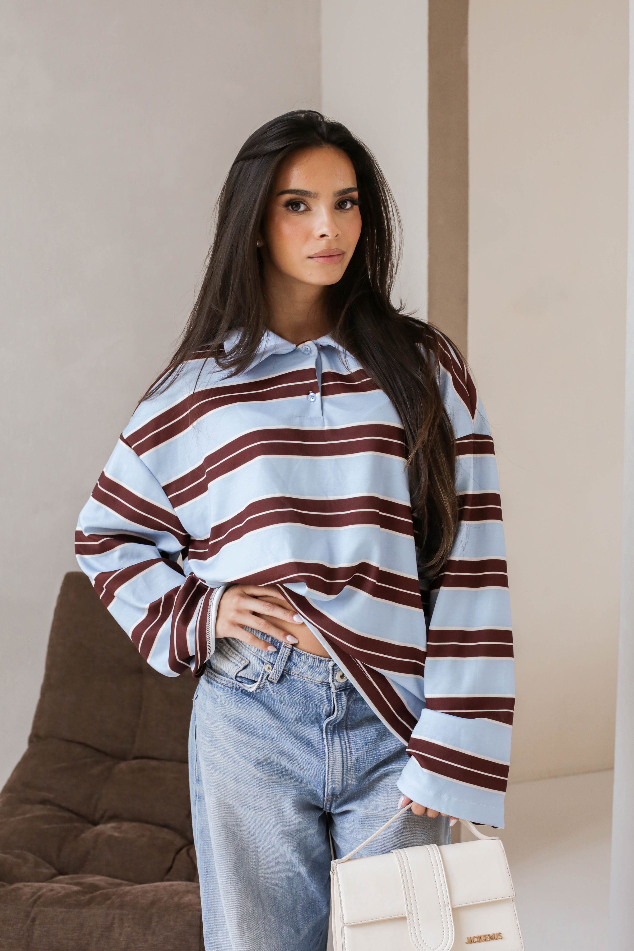 Oversized Striped Polo Long Sleeve