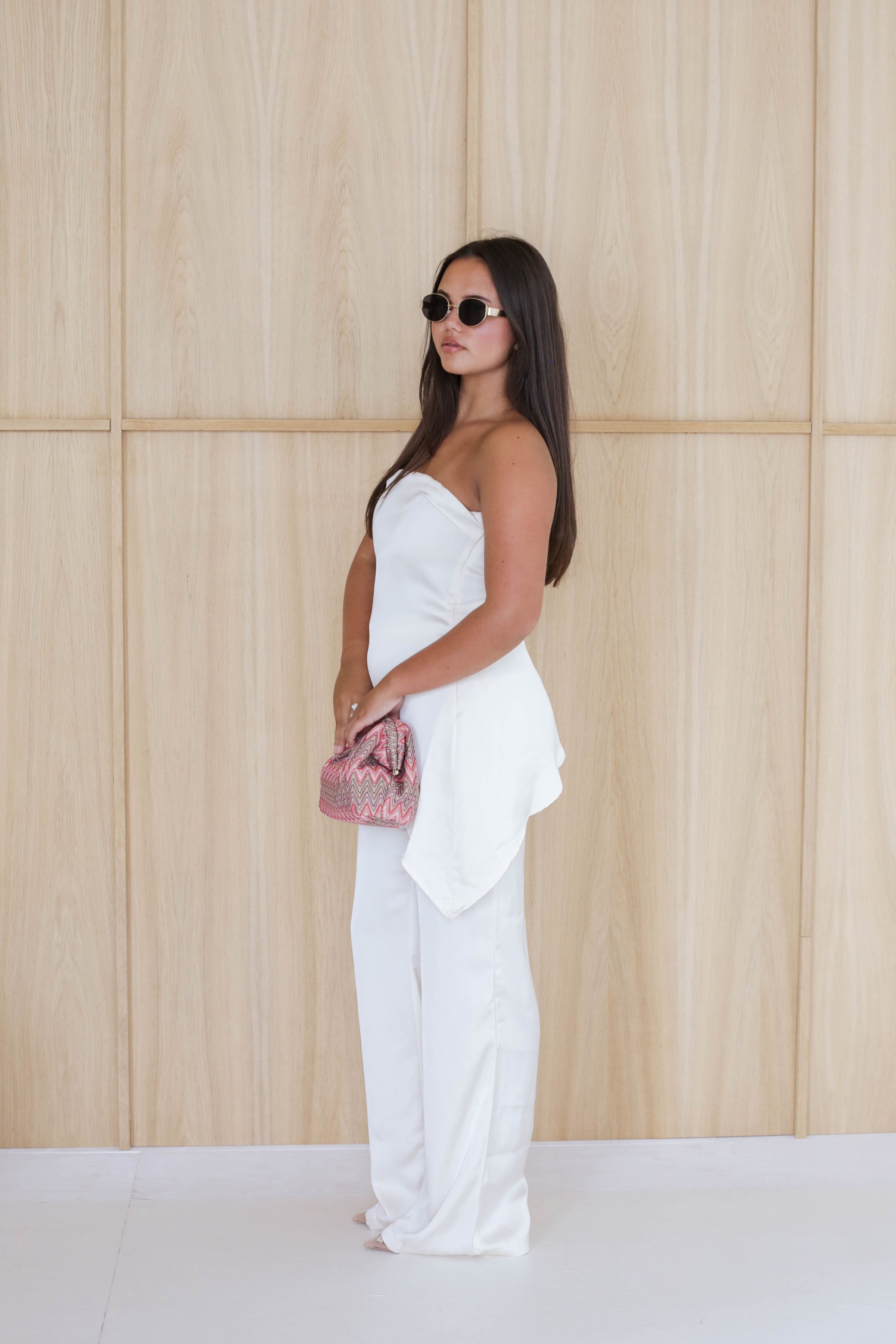 High Waisted Satin Wide Leg Trousers