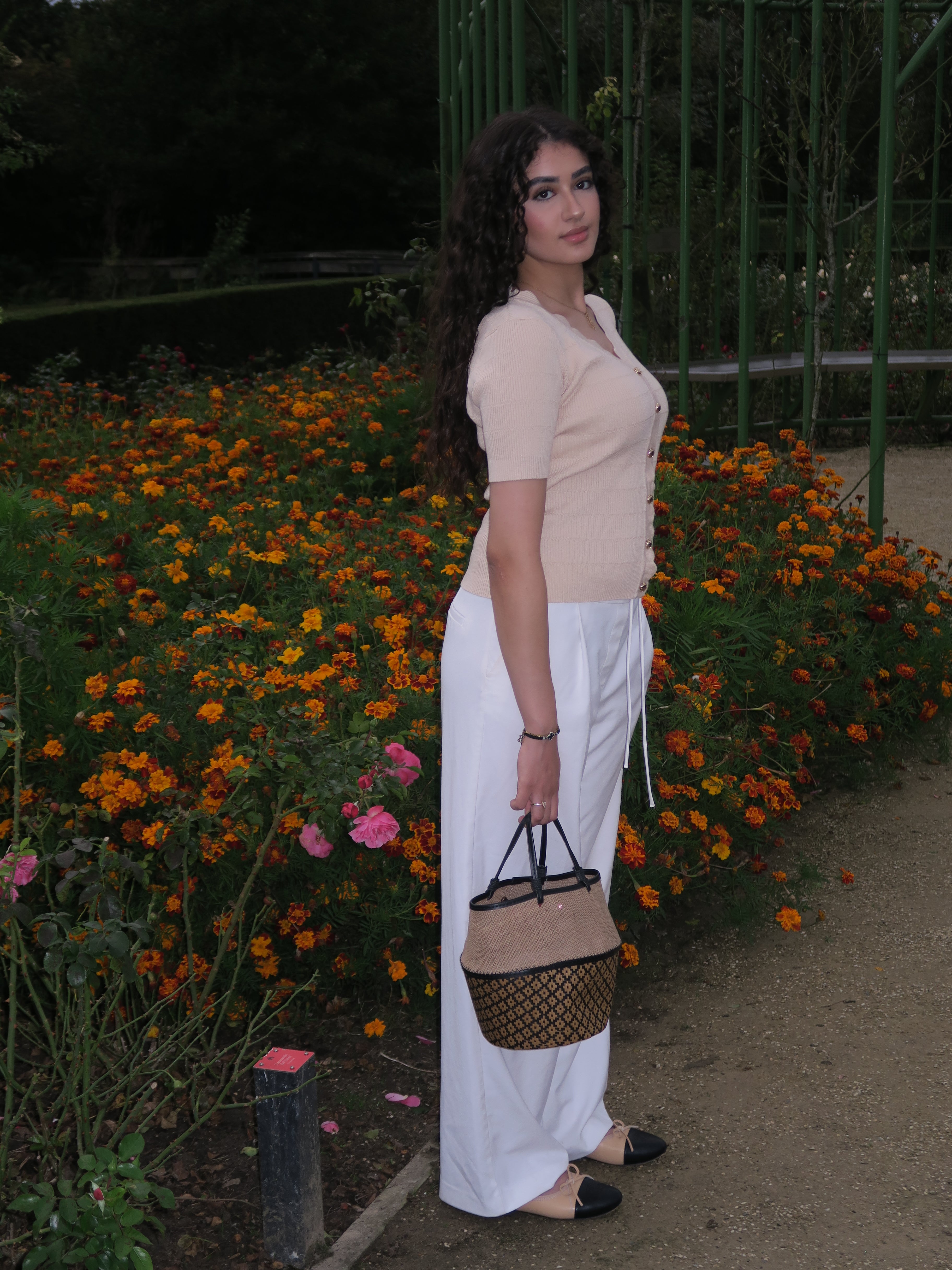 Beige Knit Button Top