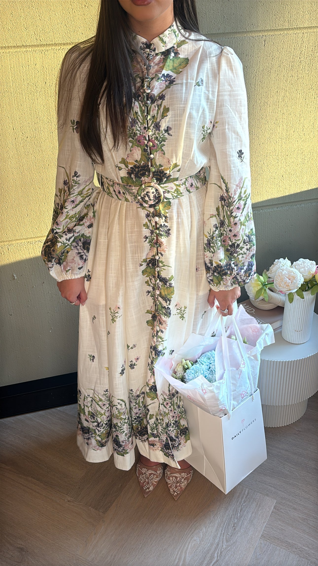 Floral Linen Midi Dress