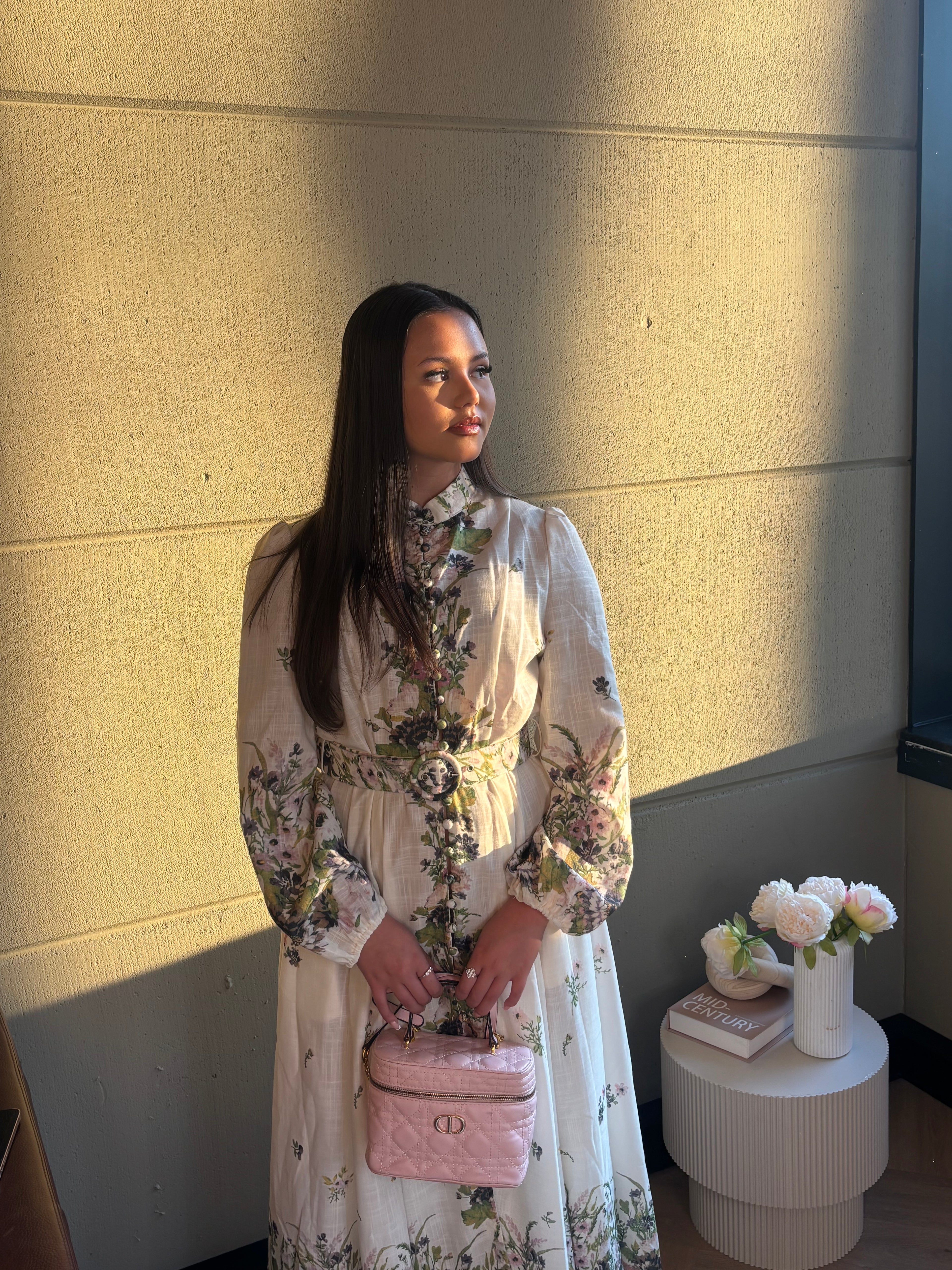 Floral Linen Midi Dress