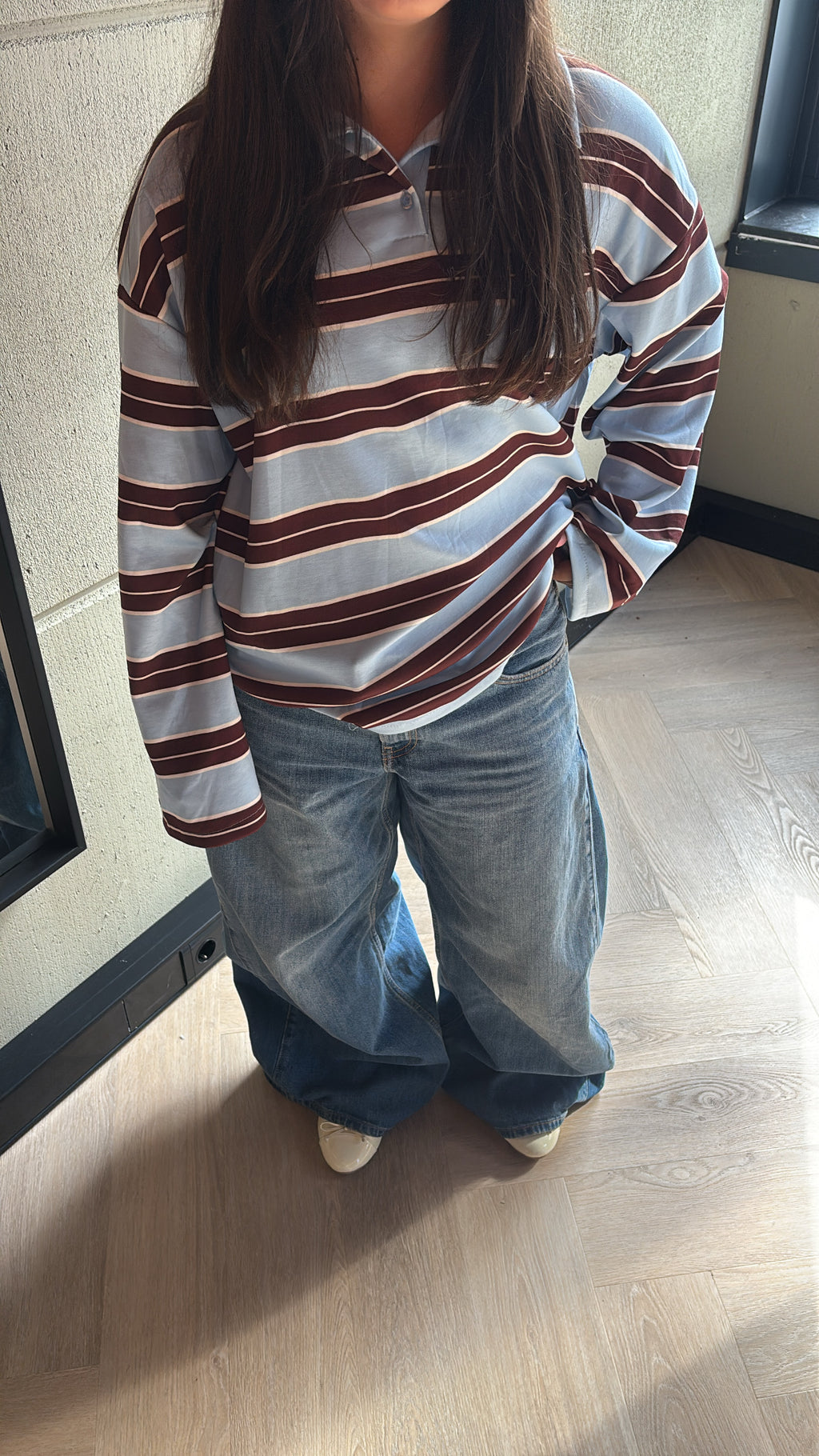 Oversized Striped Polo Shirt