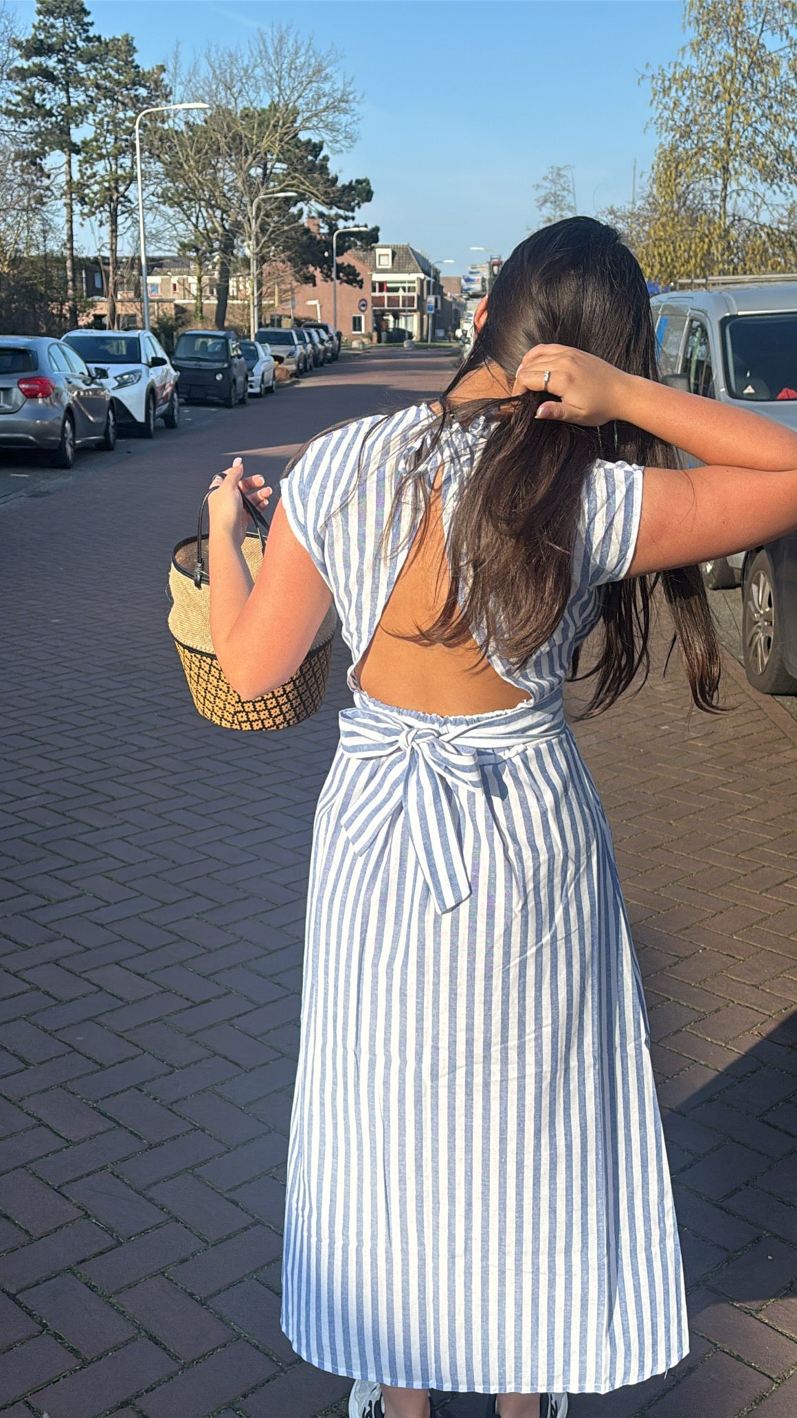 Stripe Open Back Dress
