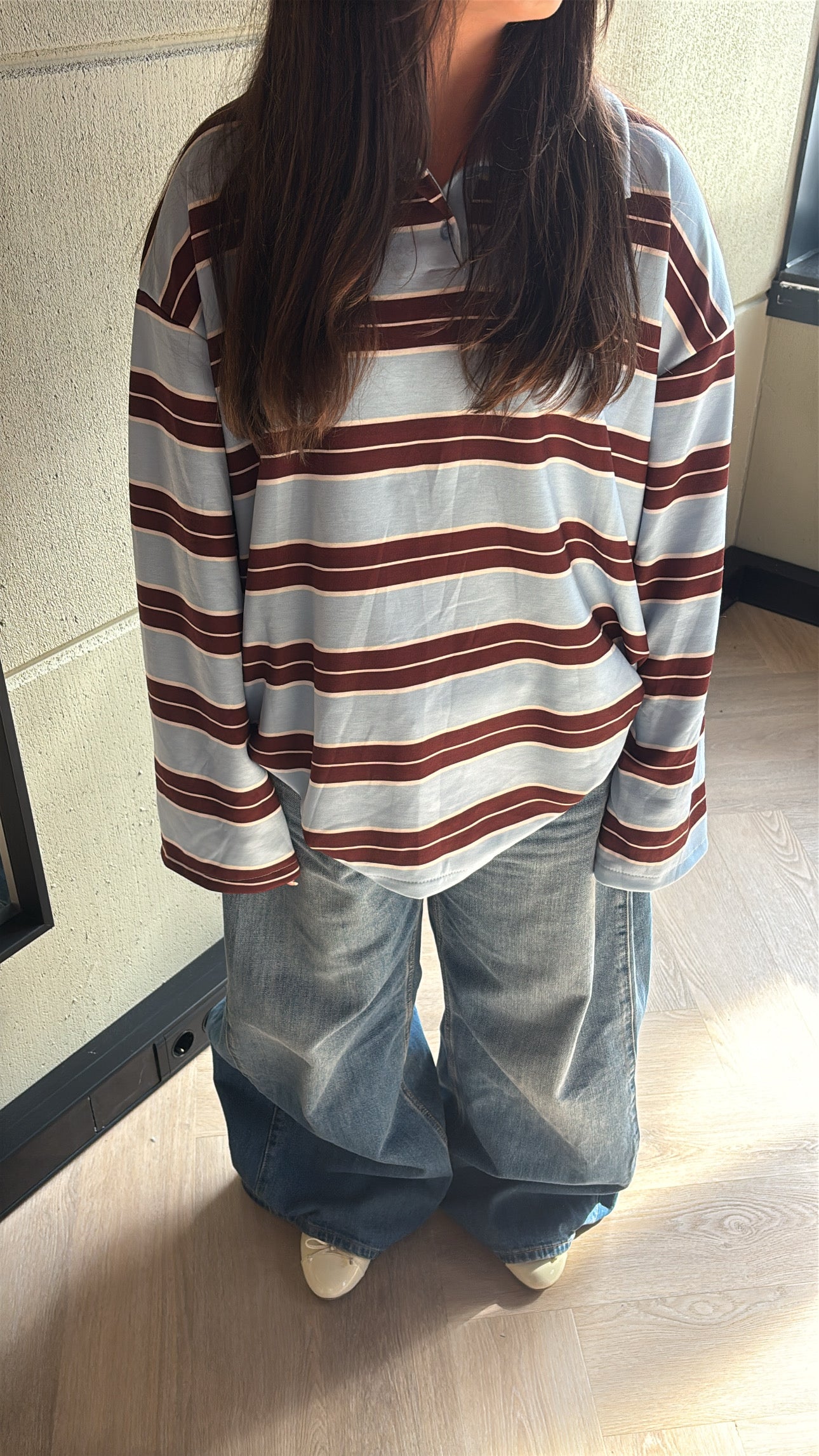 Oversized Striped Polo Shirt