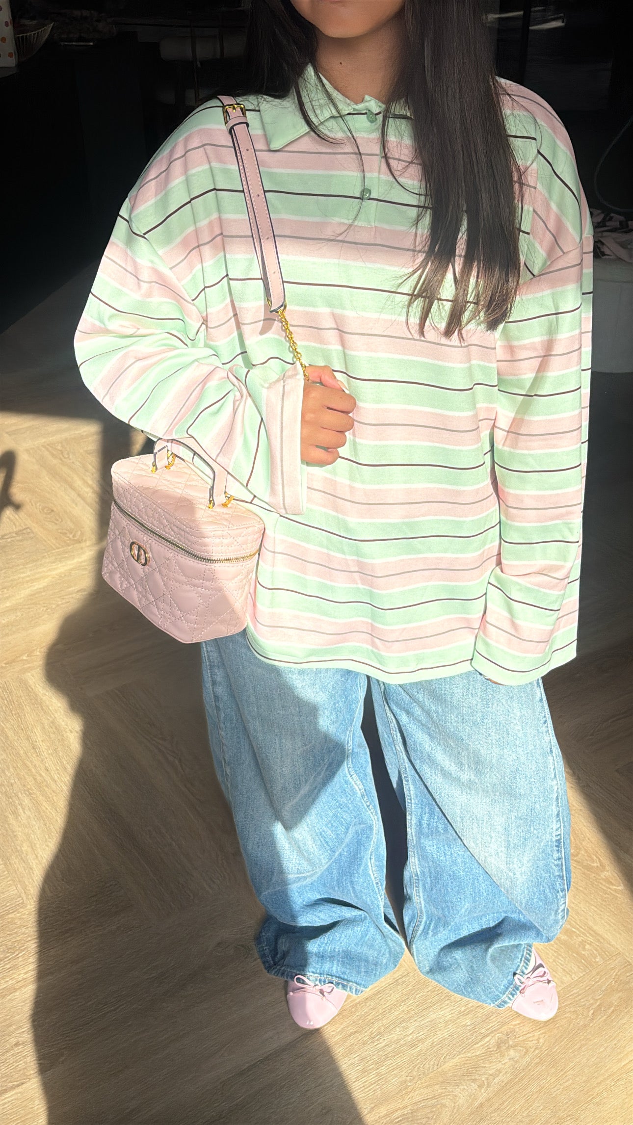 Oversized Striped Polo Shirt