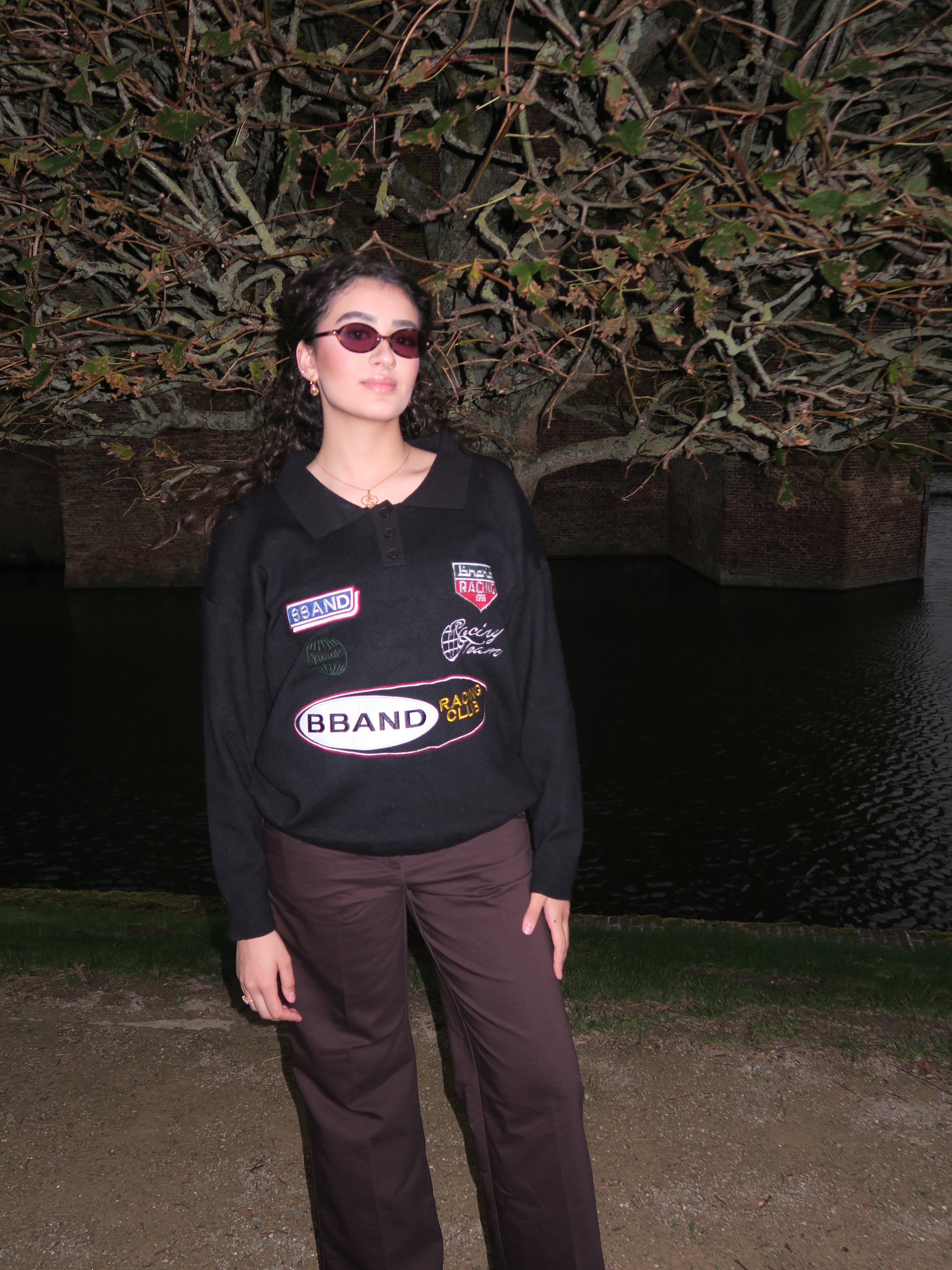 Black Patch Knit Sweater