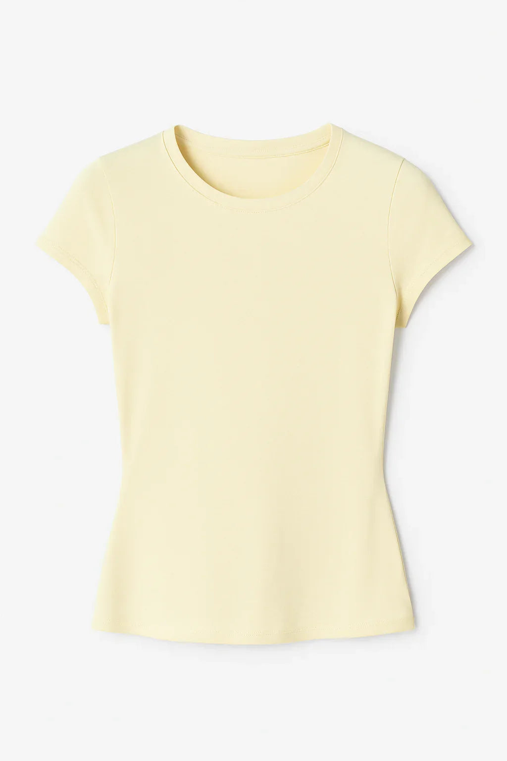 Basic T-shirt dubbel laag in botergeel