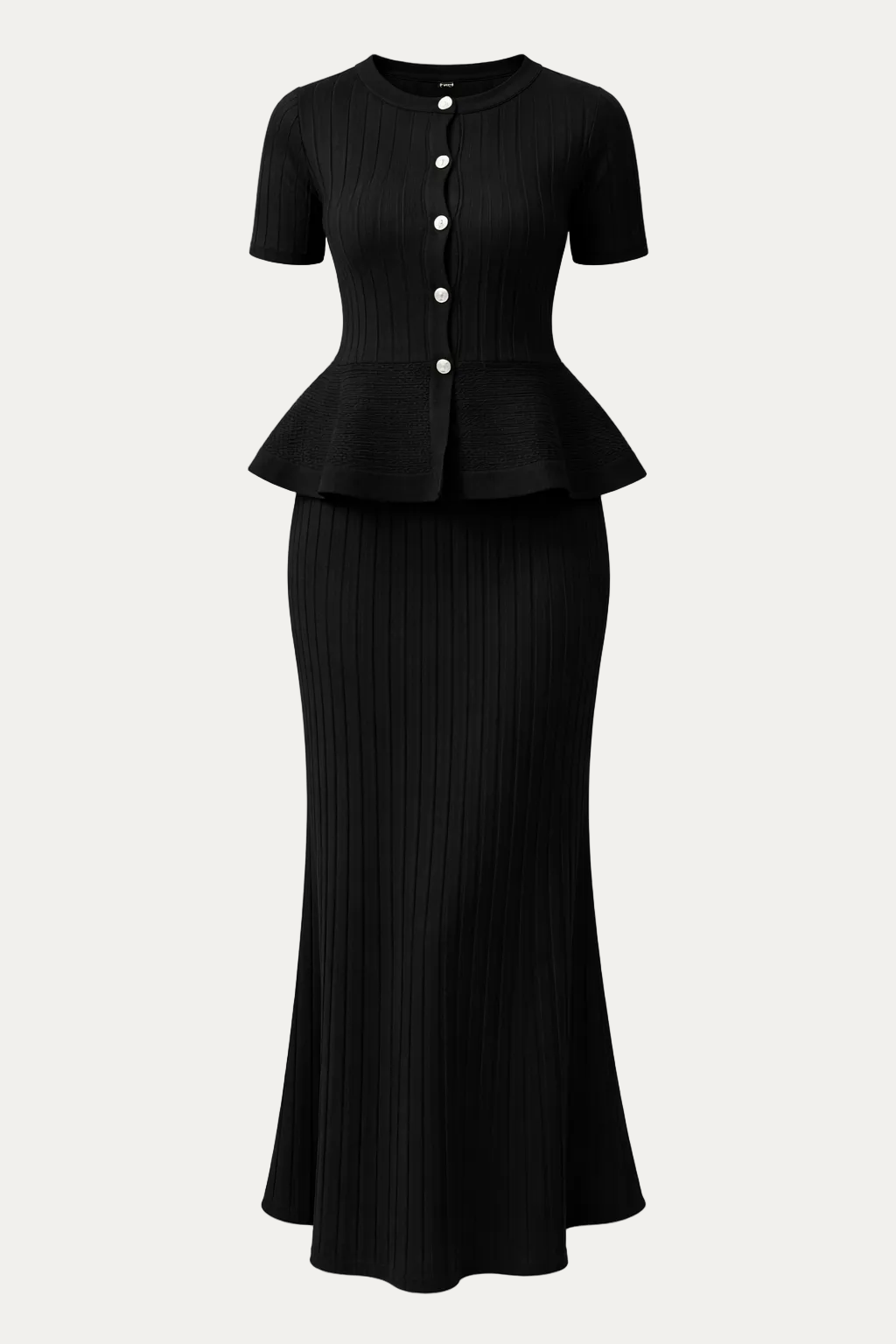 Ribbed Peplum Set