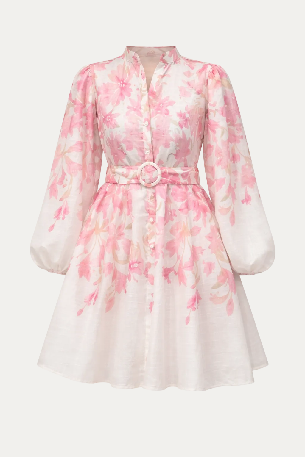 Floral Belt Dress Pink