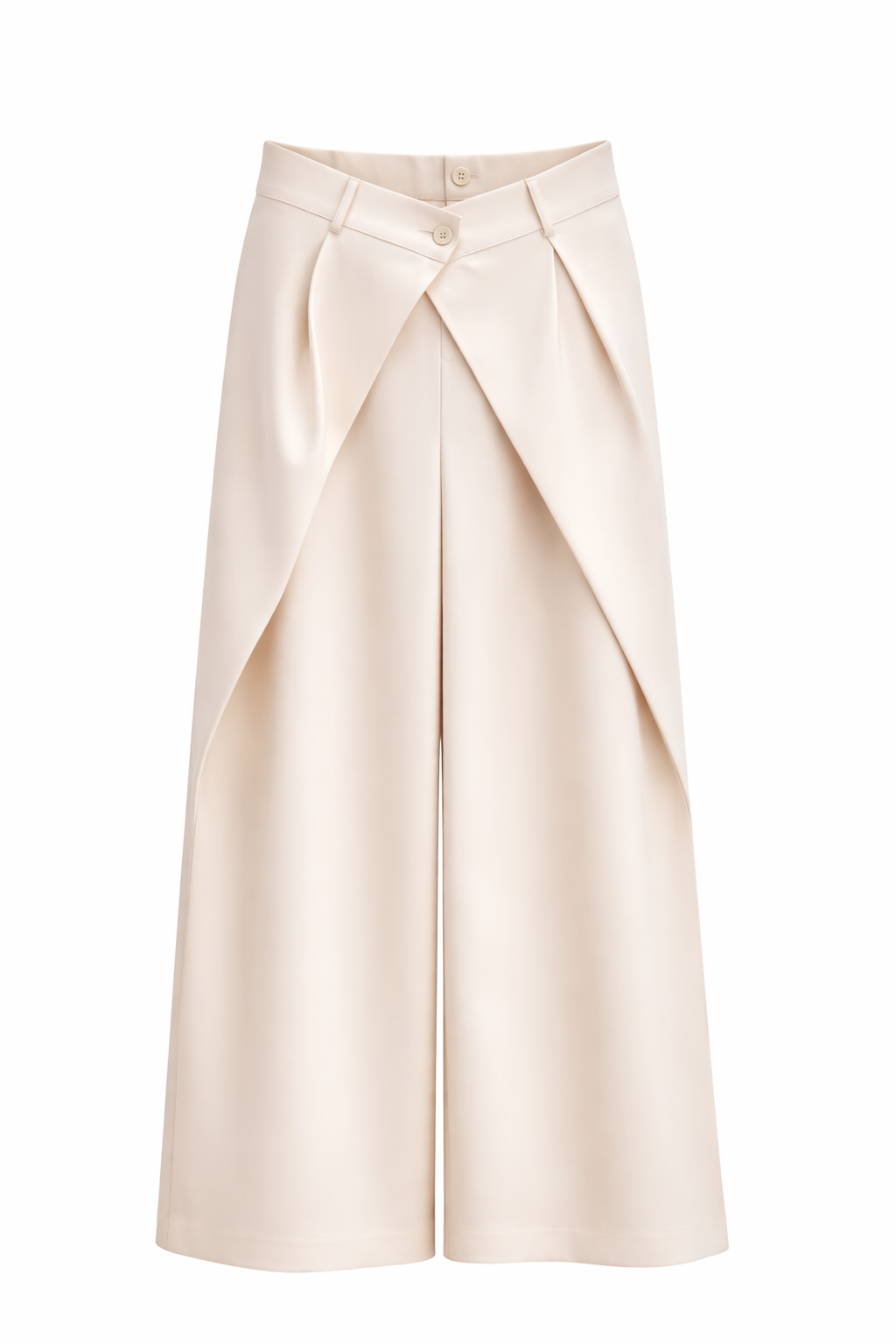 Double Button Draped Wide Leg Pantalon