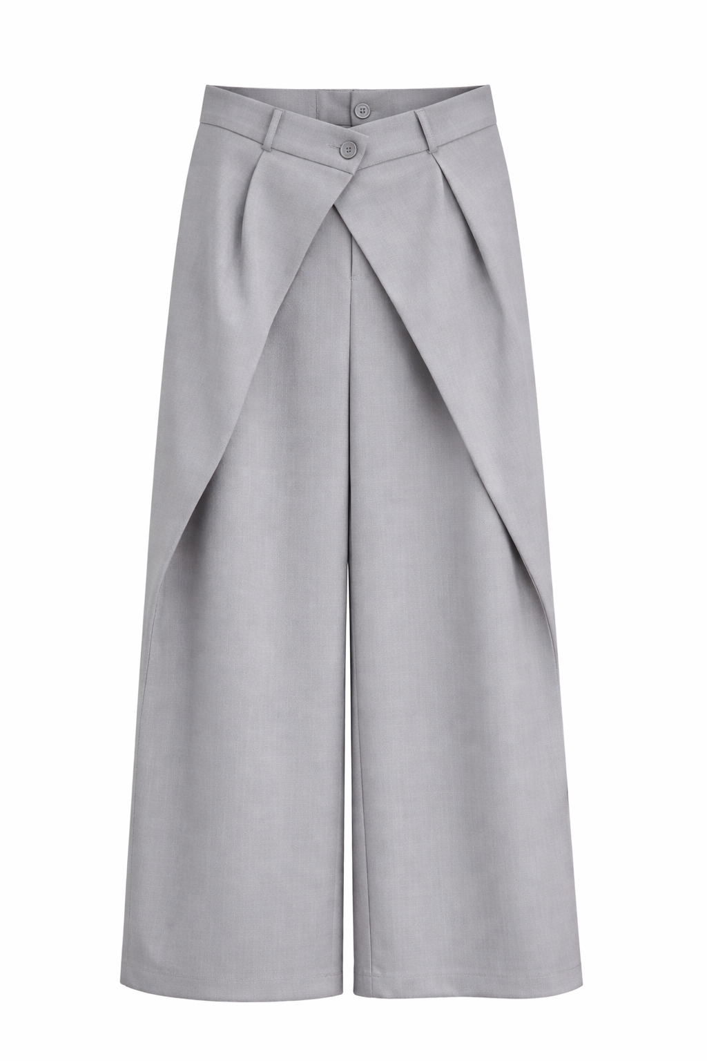 Double Button Draped Wide Leg Pantalon