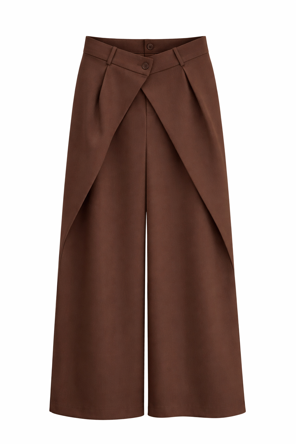Double Button Draped Wide Leg Pantalon