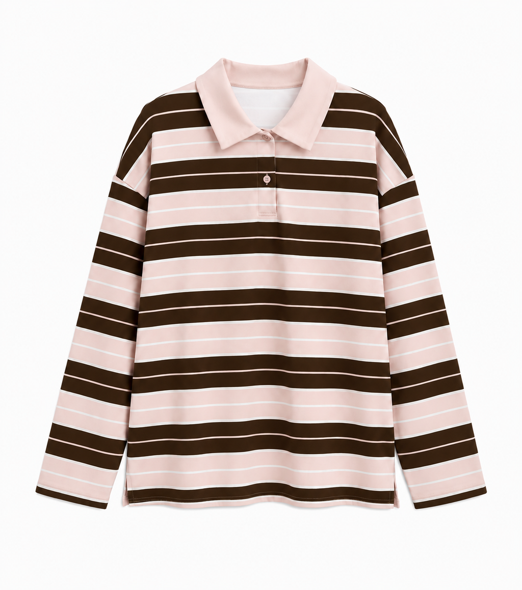 Oversized Striped Polo Shirt