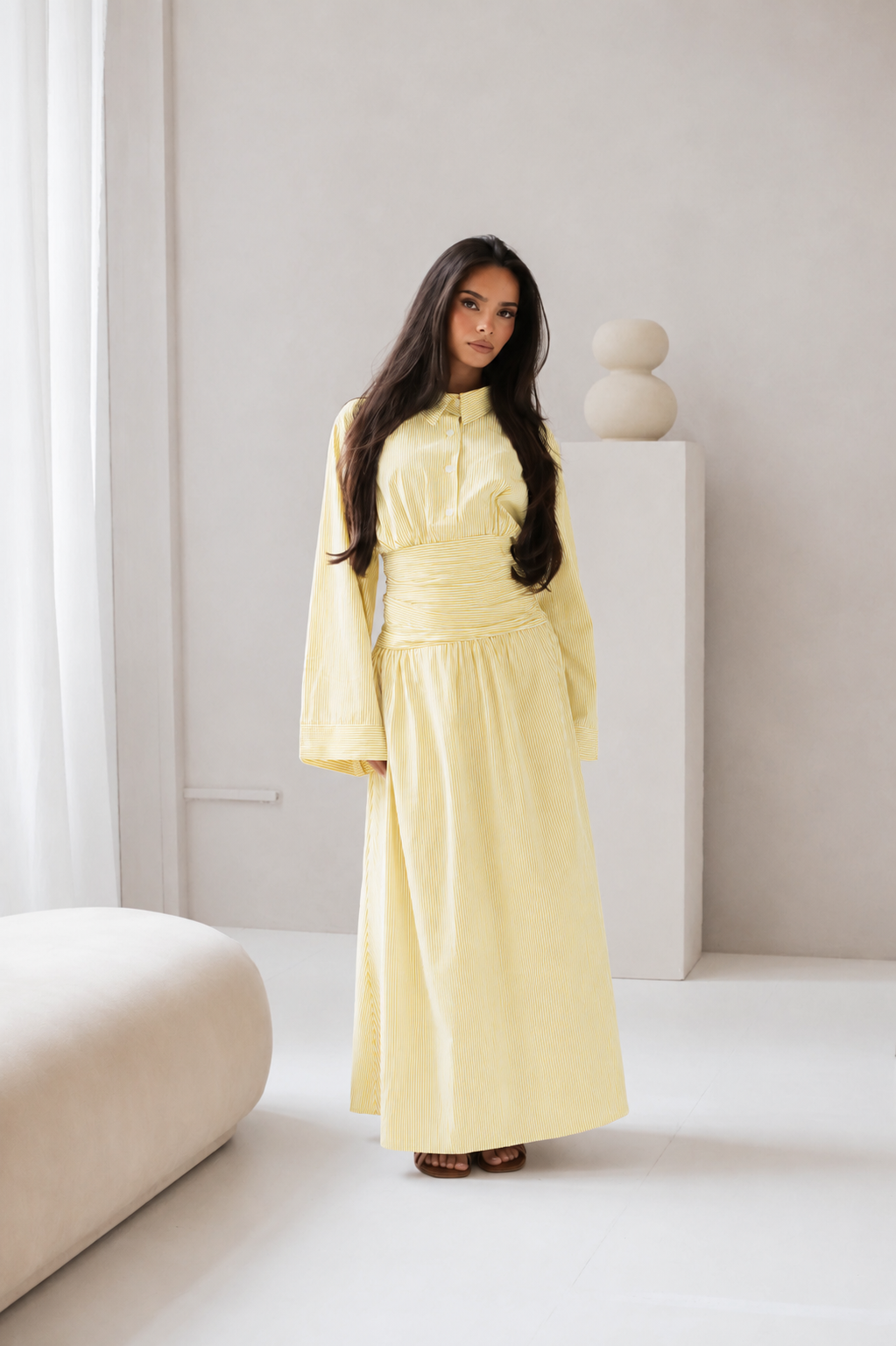Striped Belted Maxi Dress
