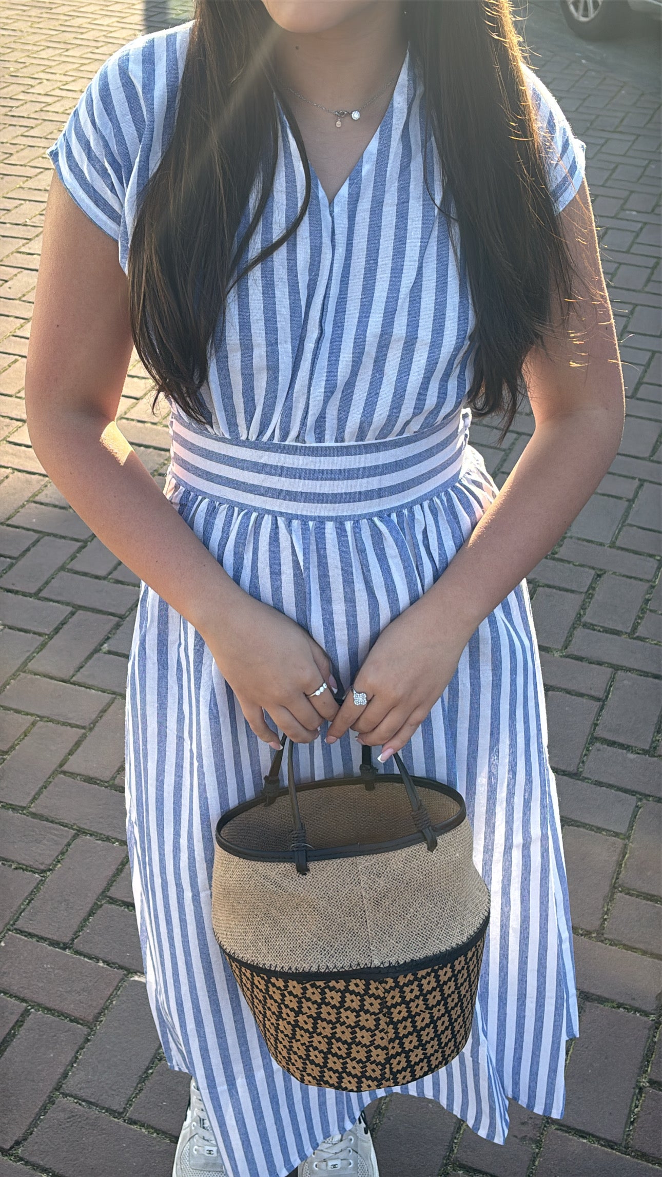 Stripe Open Back Dress