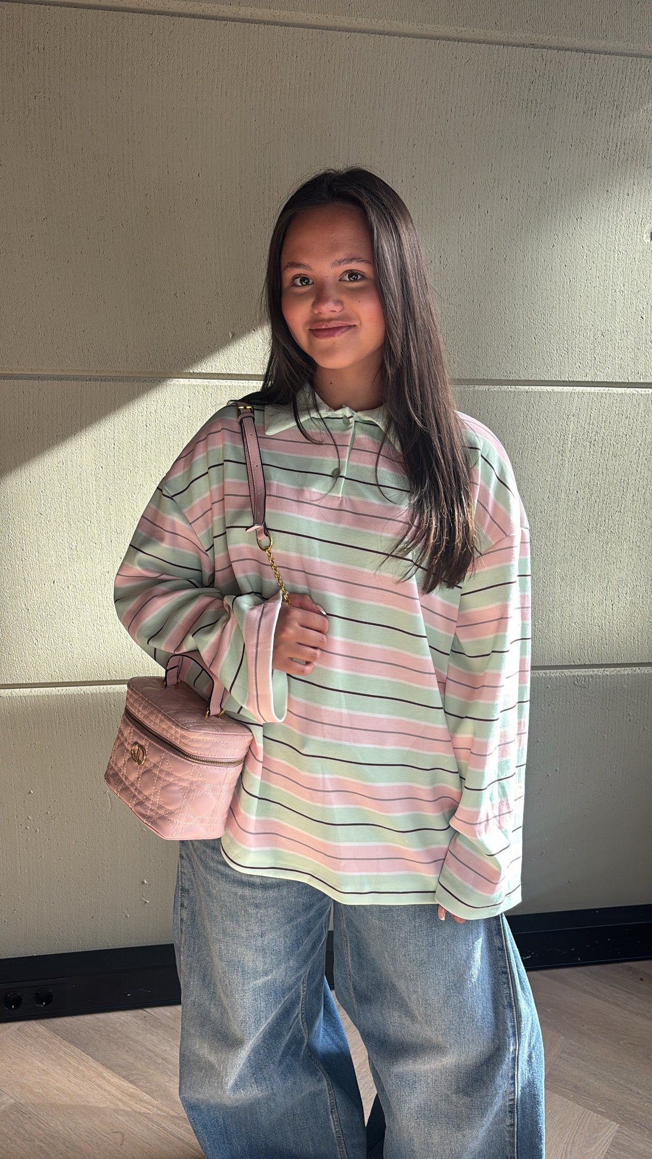 Oversized Striped Polo Shirt