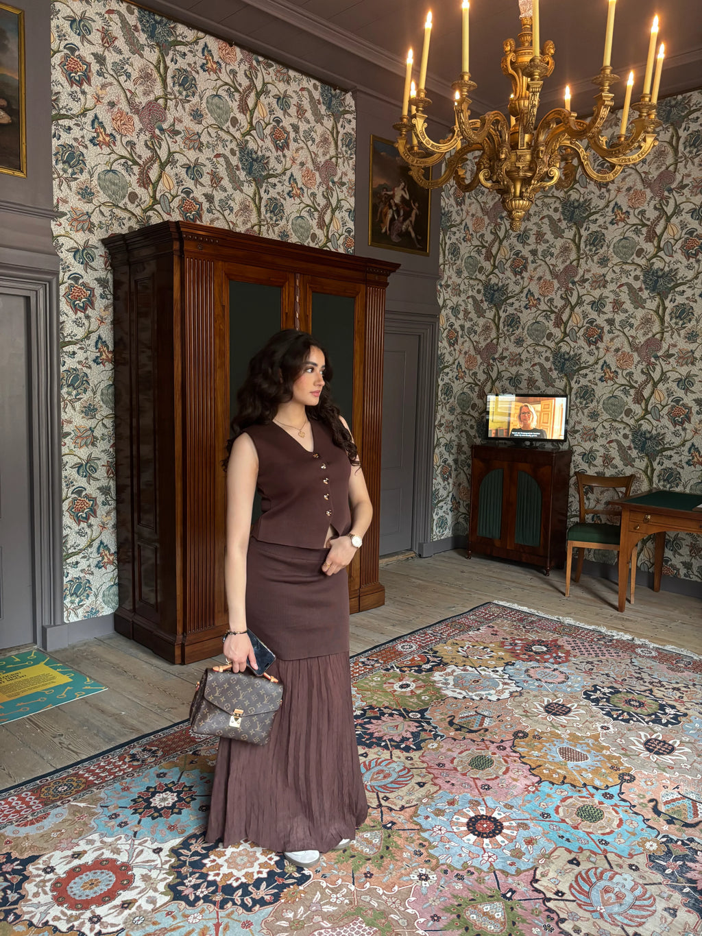 Mouwloze top van gebreide tweedelige set